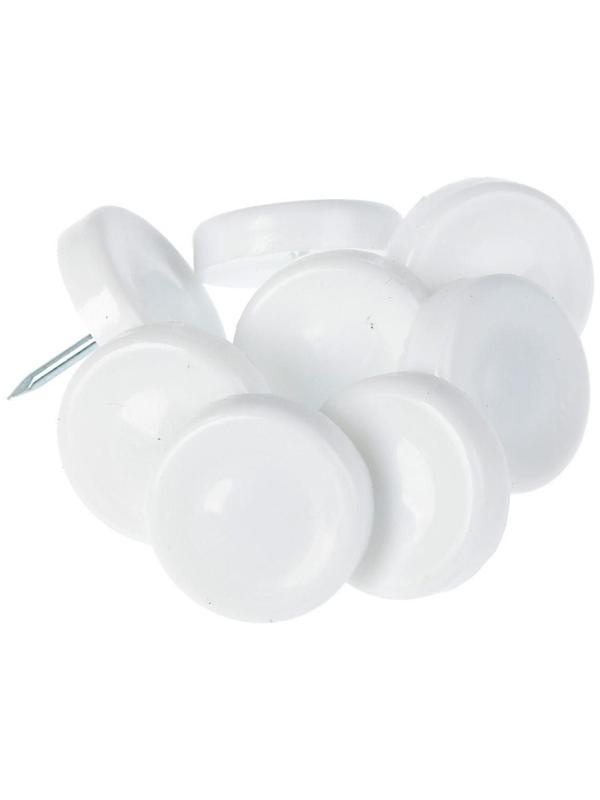 Накладка мебельная круглая ТУНДРА, d=24 мм, 8 шт., пластиковая, цвет белый