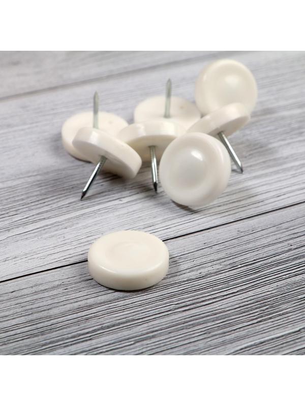 Накладка мебельная круглая ТУНДРА, d=24 мм, 8 шт., пластиковая, цвет белый