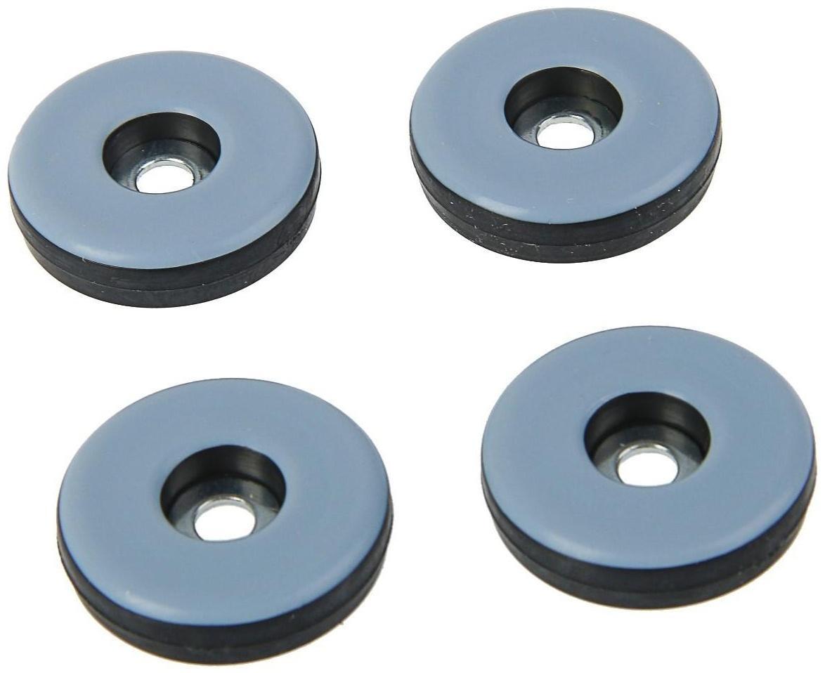 Накладка мебельная круглая ТУНДРА, d=30 мм, 4 шт., полимерная, цвет серый