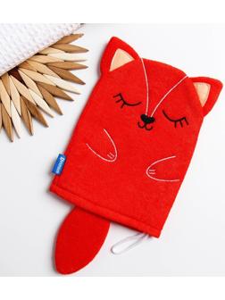 Мочалка детская для купания «Лисичка», варежка, из махры