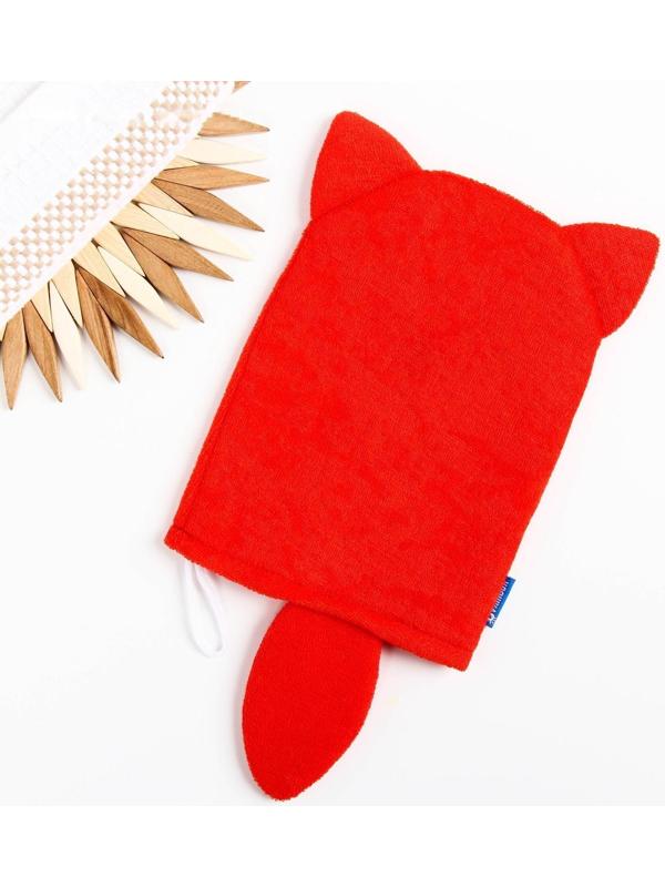 Мочалка детская для купания «Лисичка», варежка, из махры