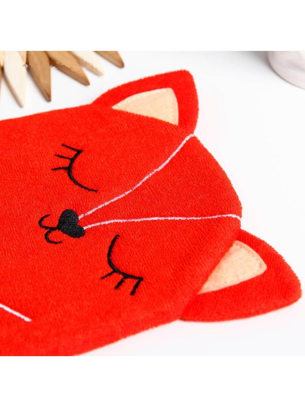 Мочалка детская для купания «Лисичка», варежка, из махры