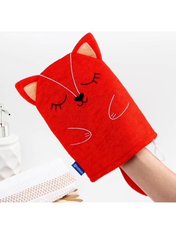 Мочалка детская для купания «Лисичка», варежка, из махры