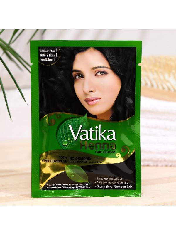 Хна для волос Vatika Henna Hair Colours Natural Black, чёрная, 6 пакетиков по 10 г