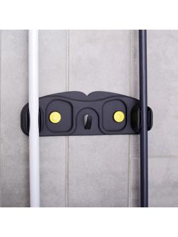 Держатель для уборочного инвентаря с крючками, 30×10×5 см, на липучке, цвет МИКС