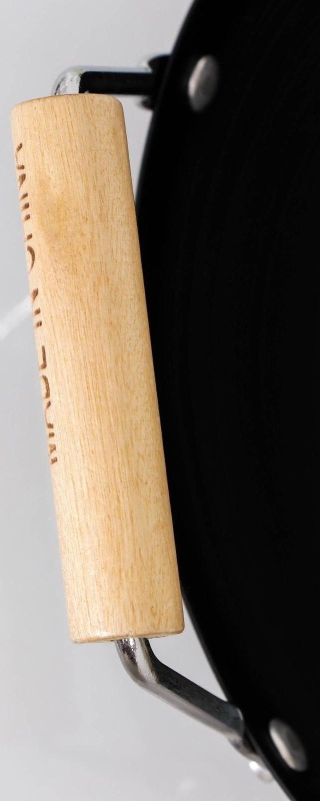 Сковорода-WOK Доляна «Жаклин», d=24,5 см, деревянные ручки, цвет чёрный