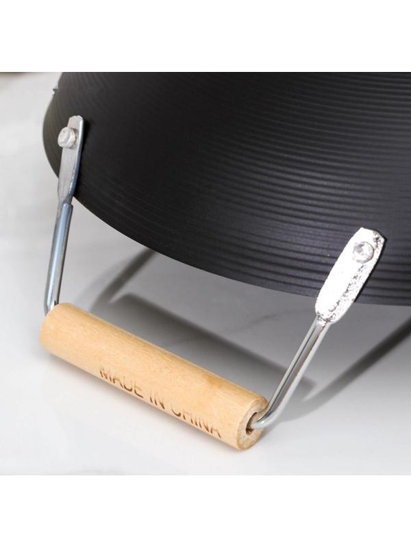 Сковорода-WOK Доляна «Жаклин», d=24,5 см, деревянные ручки, цвет чёрный