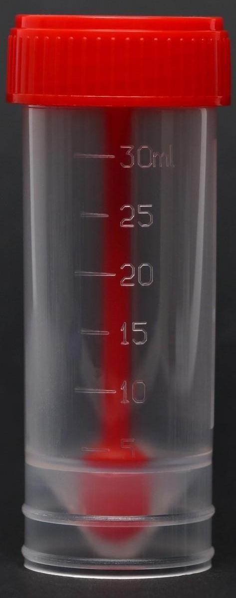 Контейнер для биоматериалов стерильный, с ложкой, 30 мл