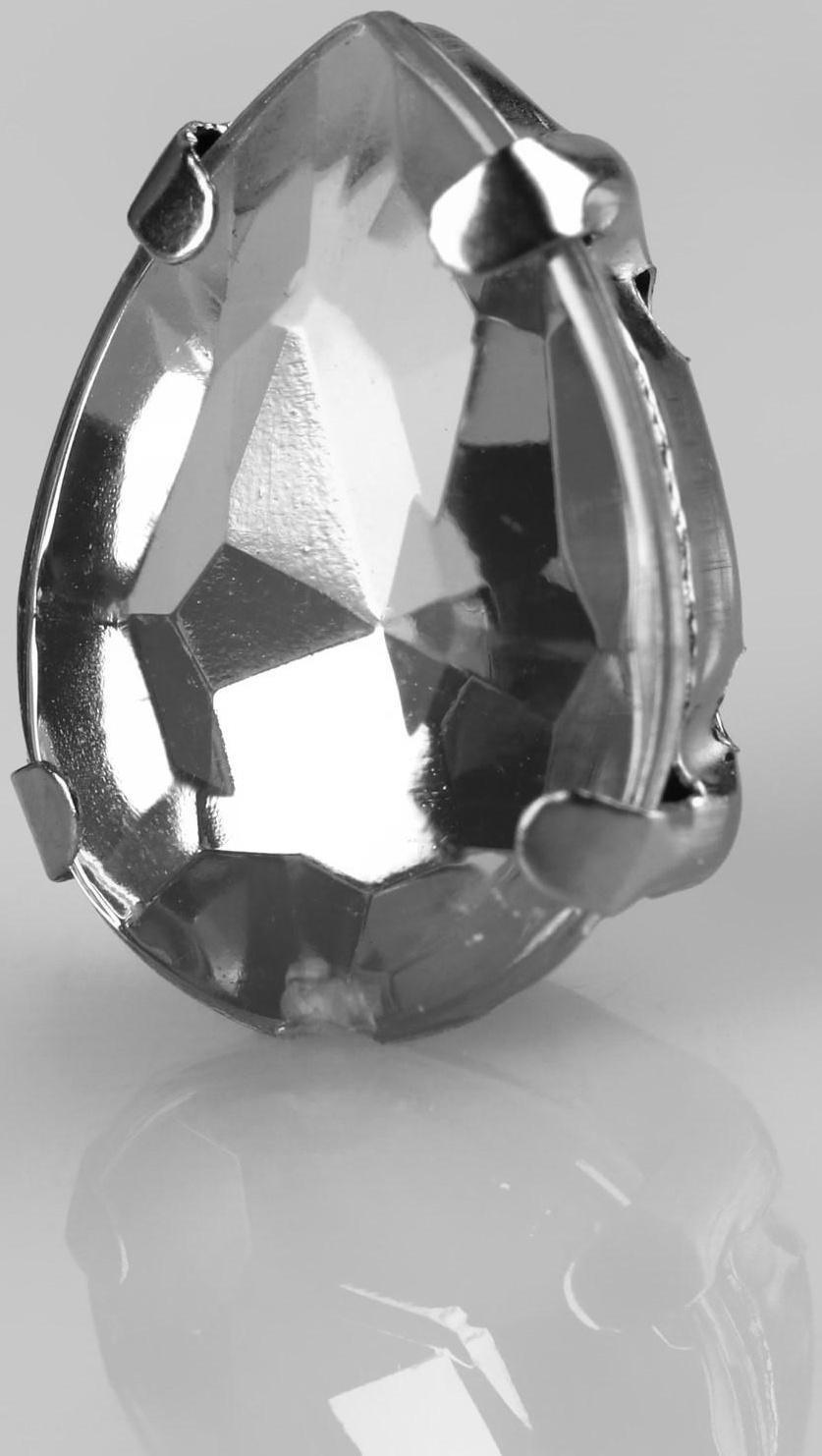 Стразы пришивные «Капля», в оправе, 10 × 14 мм, 20 шт, цвет белый