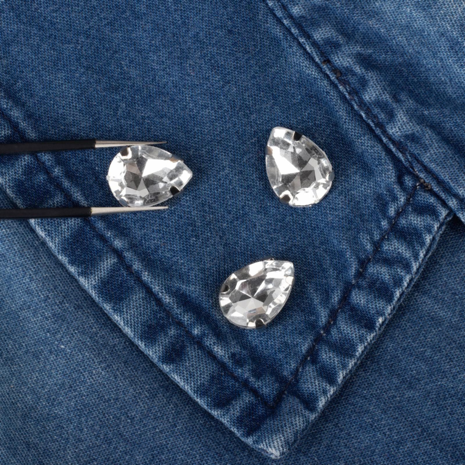 Стразы пришивные «Капля», в оправе, 10 × 14 мм, 20 шт, цвет белый