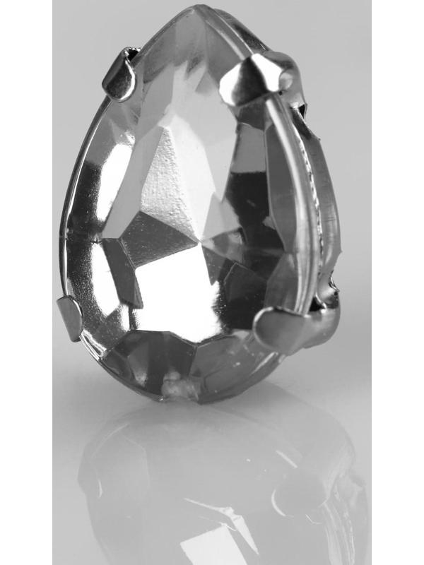 Стразы пришивные «Капля», в оправе, 10 × 14 мм, 20 шт, цвет белый