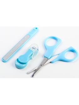 Детский маникюрный набор, 3 предмета: ножницы, пилка, книпсер, от 0 мес., цвет голубой