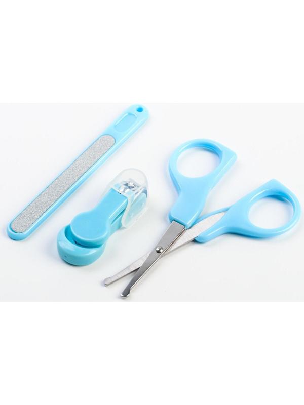 Детский маникюрный набор, 3 предмета: ножницы, пилка, книпсер, от 0 мес., цвет голубой