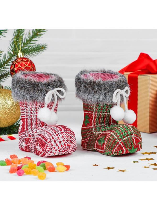 Конфетница «Сапожок», с ёлочками, на завязках, цвета МИКС