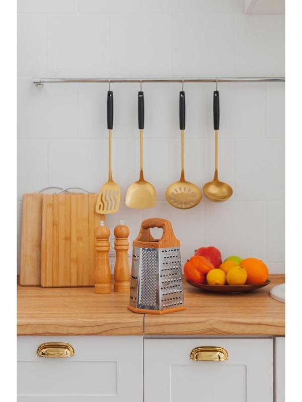 Тёрка шестигранная Доляна «Деревушка», 14,5×11,5×21,5 см, цвет коричневый