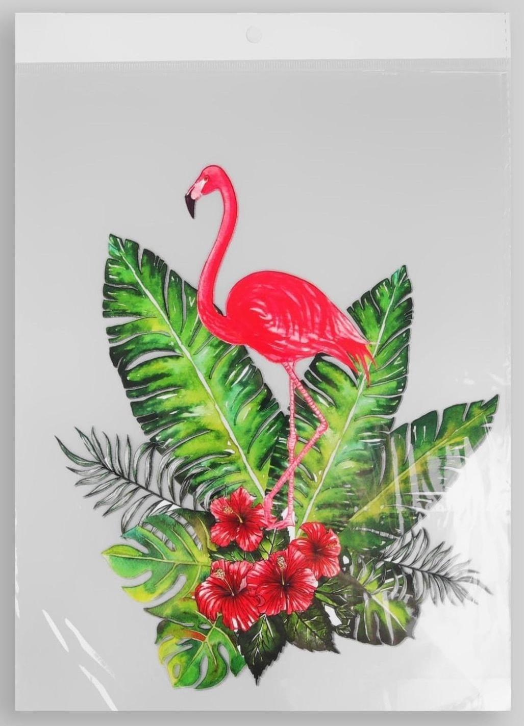 Термотрансфер «Фламинго в кустах», 19,5 × 15 см