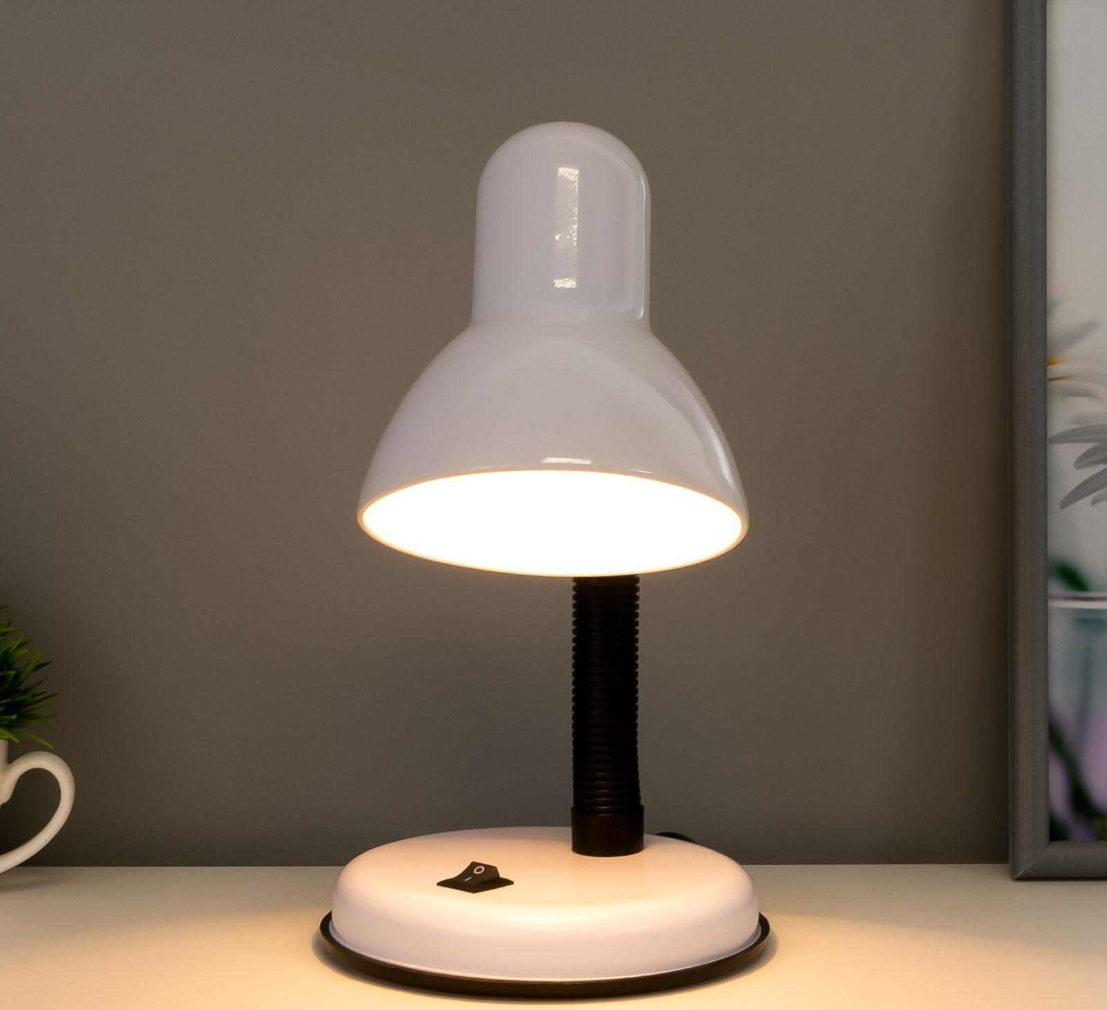 Лампа настольная Е27, с выкл. (220В) белая 34х14х14