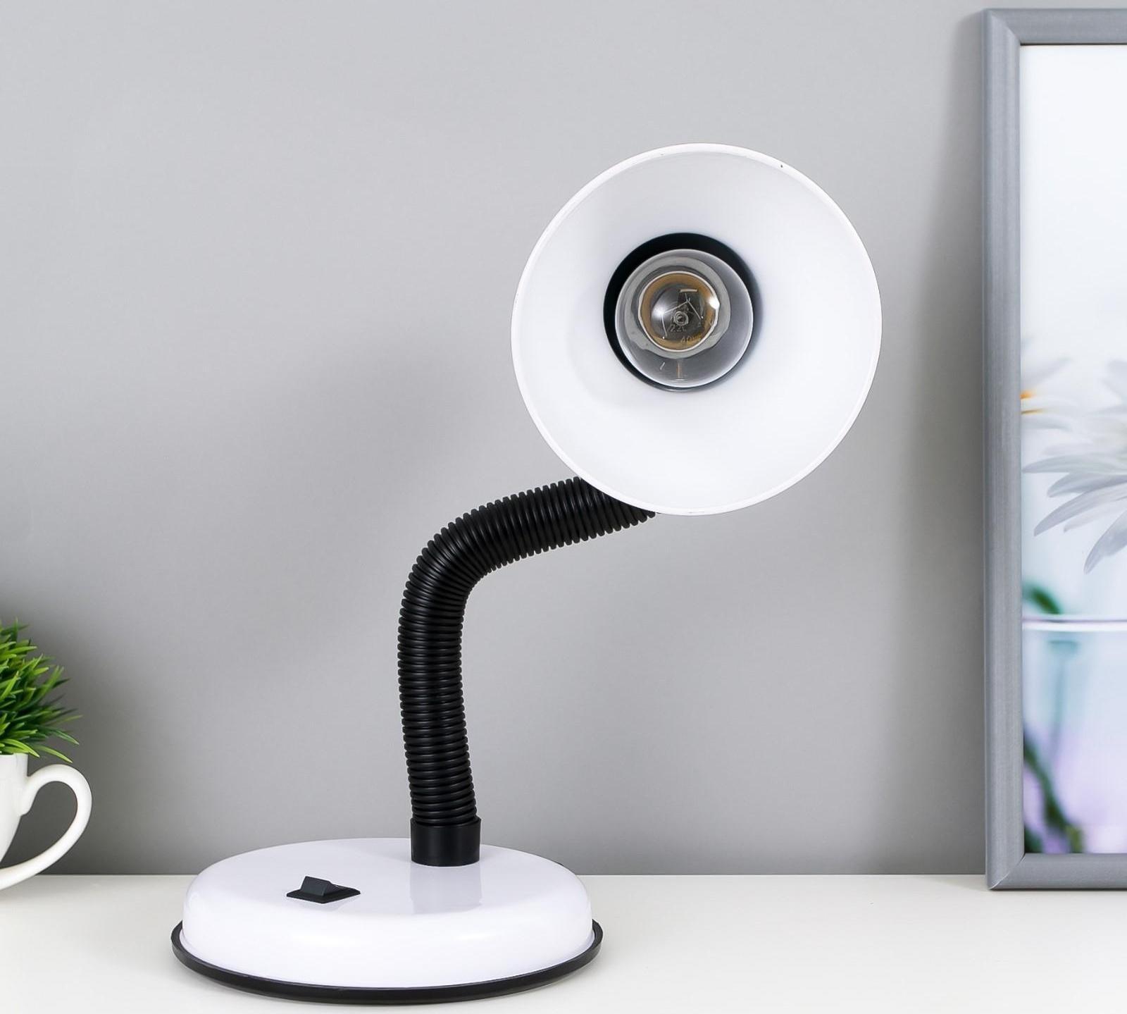 Лампа настольная Е27, с выкл. (220В) белая 34х14х14