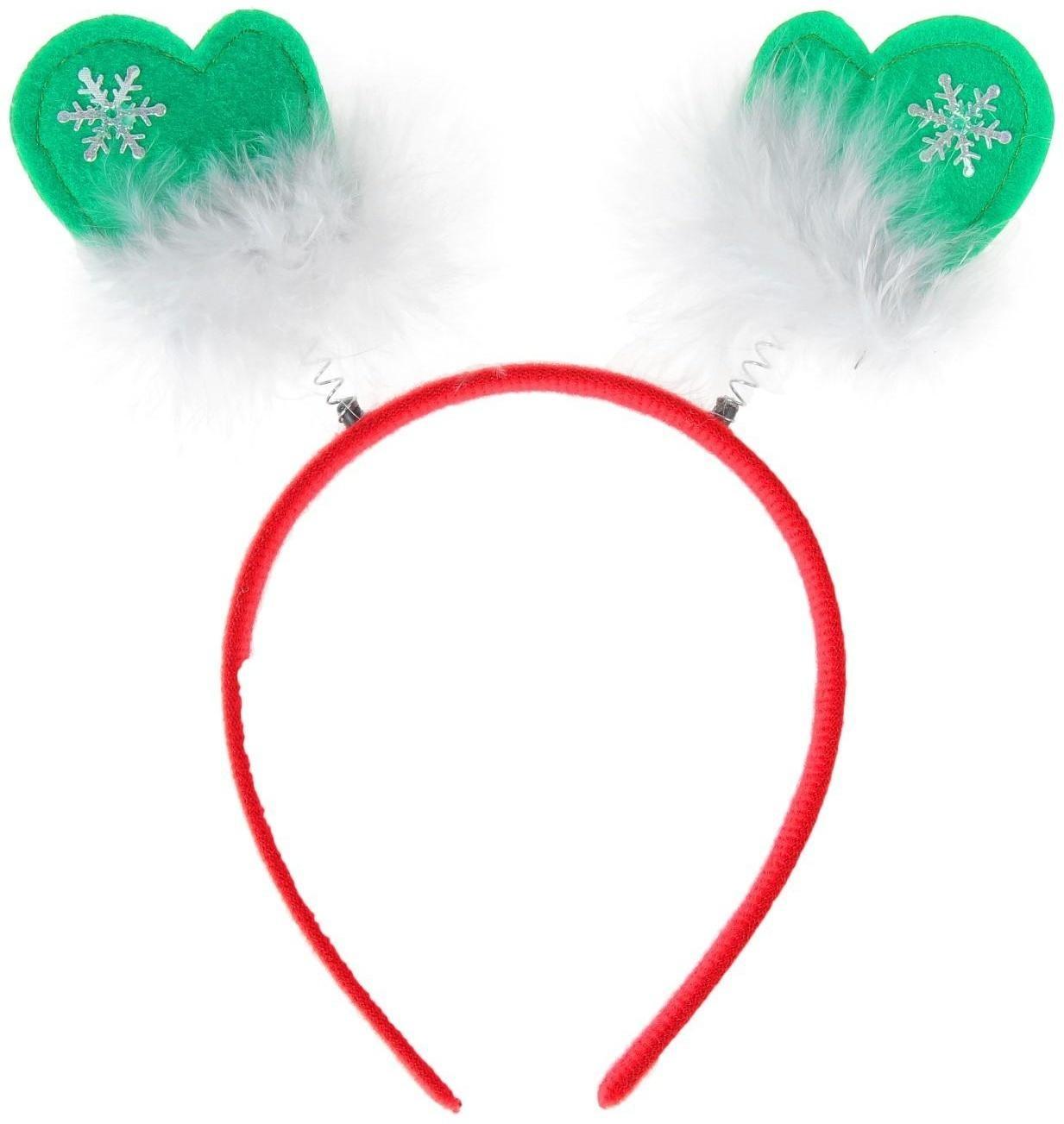 Карнавальный ободок «Варежки», с белым пухом, цвета МИКС