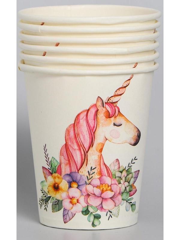 Стакан бумажный «Прекрасный единорог», набор 6 шт., 220 мл