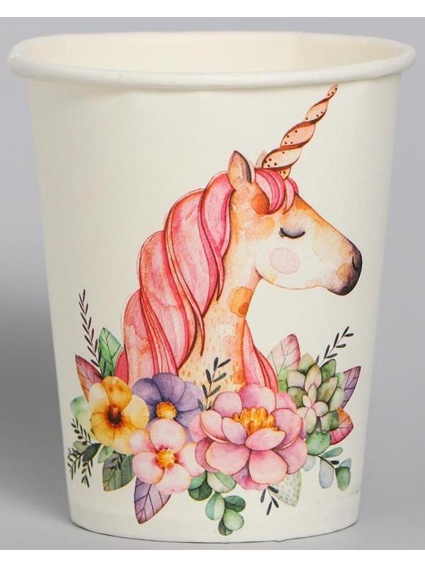 Стакан бумажный «Прекрасный единорог», набор 6 шт., 220 мл