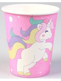 Стакан бумажный «Единорог и звёзды», набор 6 шт., 220 мл, цвет розовый