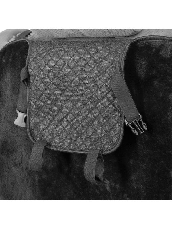 Накидки на заднее сиденье, нат. шерсть, 135х55 и 75х55 см, черный, набор 3 шт