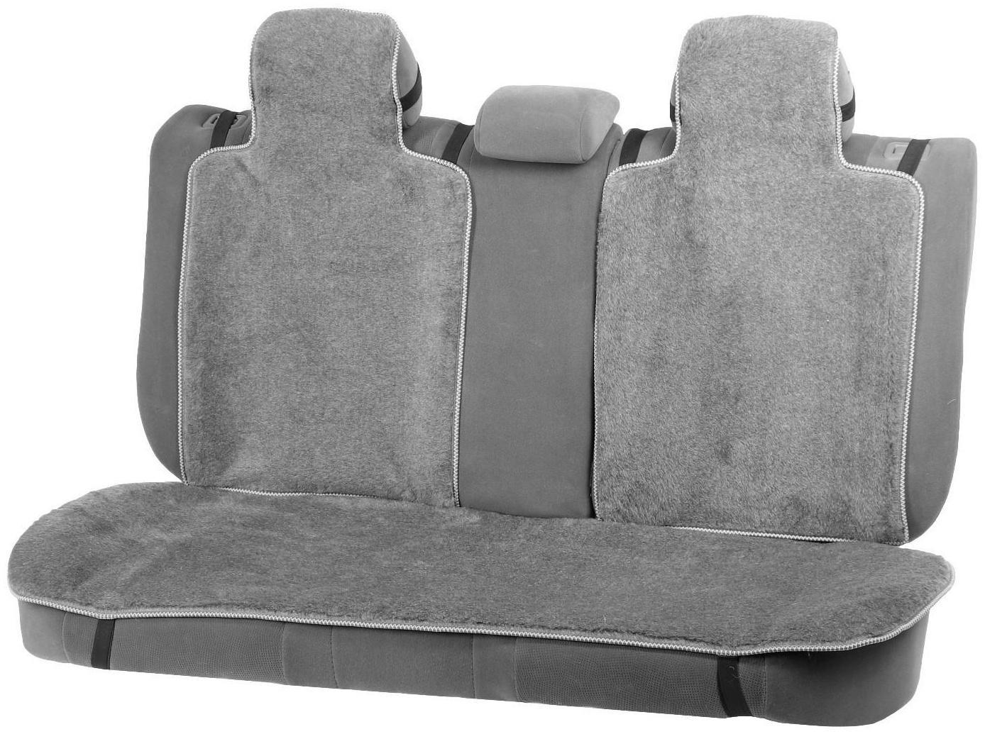 Накидки на заднее сиденье, нат. шерсть, 135 х 55 и 75 х 55 см, серый, набор 3 шт