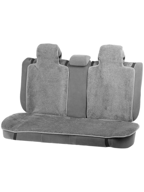 Накидки на заднее сиденье, нат. шерсть, 135 х 55 и 75 х 55 см, серый, набор 3 шт