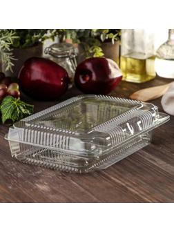 Контейнер одноразовый с неразъёмной крышкой ПР-К-30Н, 500 мл, 24,1×17,2×4,8 см, цвет прозрачный