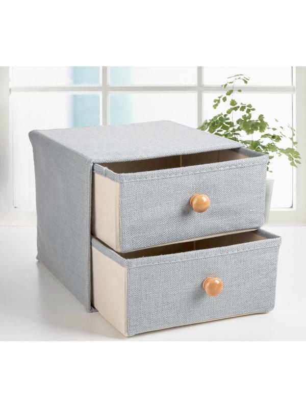 Короб «Франческа», 2 выдвижных ящика, 22×22×20,5 см, цвет голубой