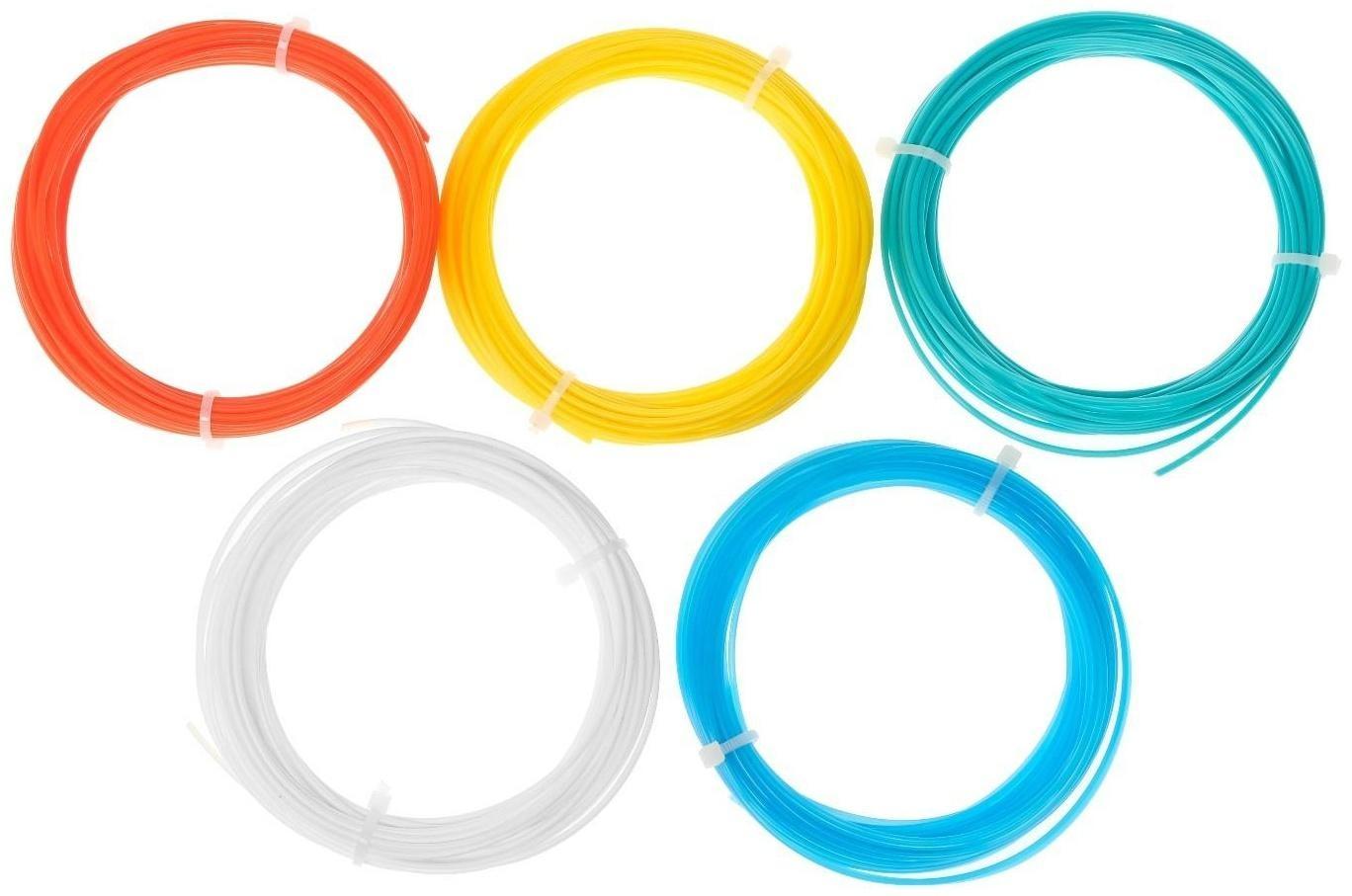 Пластик LuazON PLA-5, для 3Д ручки, 5 цветов по 10 метров