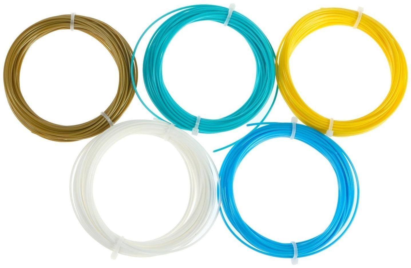 Пластик LuazON PLA-5, для 3Д ручки, 5 цветов по 10 метров