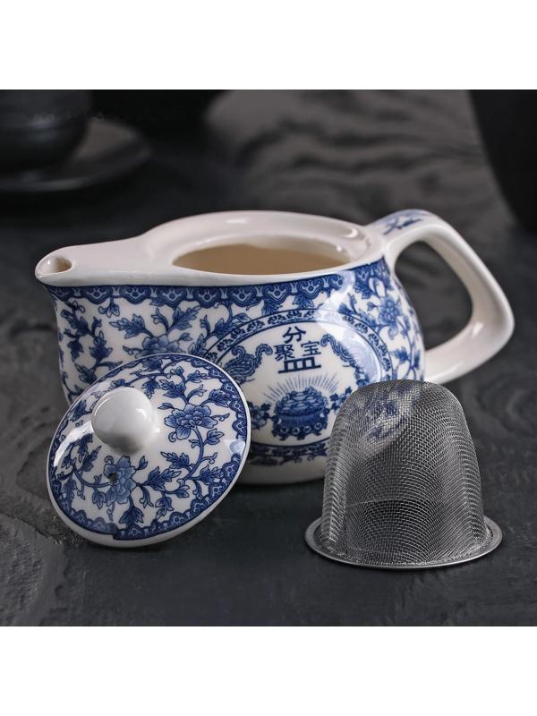 Чайник керамический заварочный «Восточная мудрость», 200 мл, 14×9,5×8 см, цвет синий