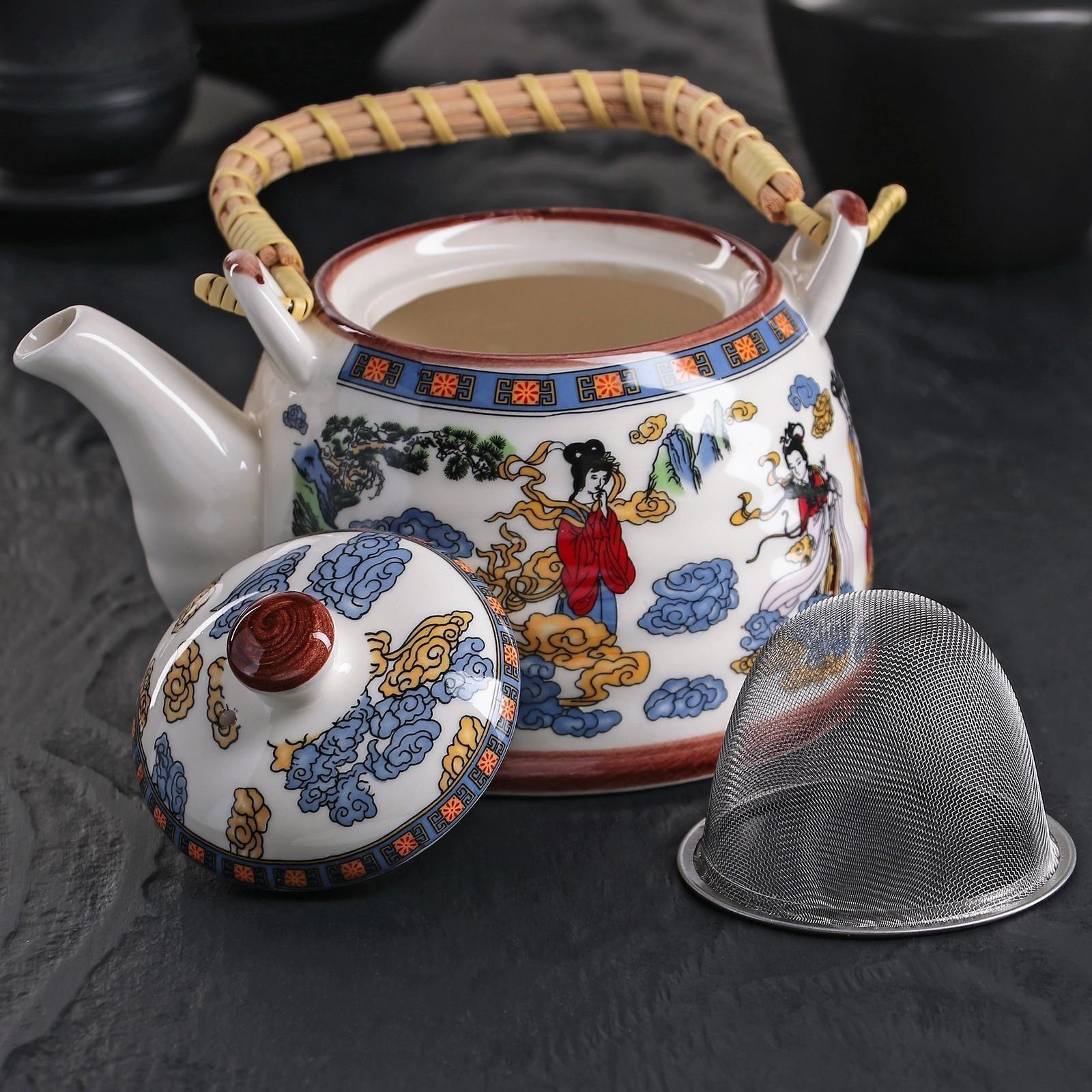 Чайник керамический заварочный «Девушка», 600 мл, с металлическим ситом