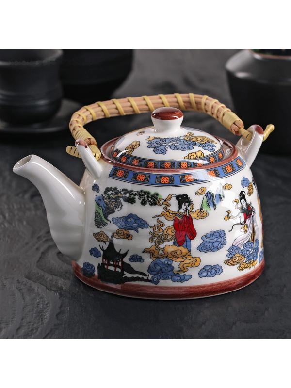 Чайник керамический заварочный «Девушка», 600 мл, с металлическим ситом
