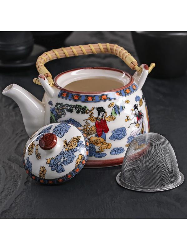 Чайник керамический заварочный «Девушка», 600 мл, с металлическим ситом