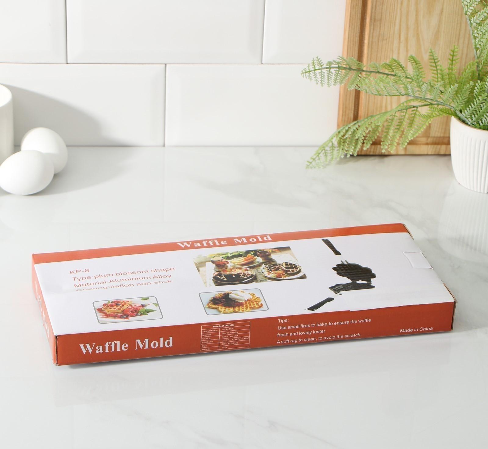 Сковорода двойная Доляна «Венские вафли», d=14 см, пластиковая ручка, цвет чёрный