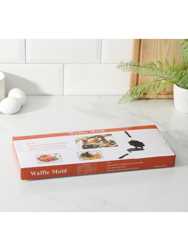 Сковорода двойная Доляна «Венские вафли», d=14 см, пластиковая ручка, цвет чёрный