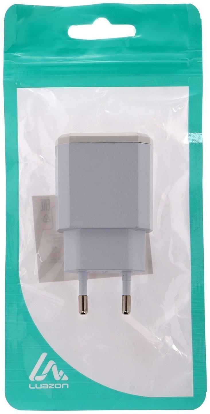Сетевое зарядное устройство LuazON LN-120AC, 2 USB, 2.1/1 A, белое