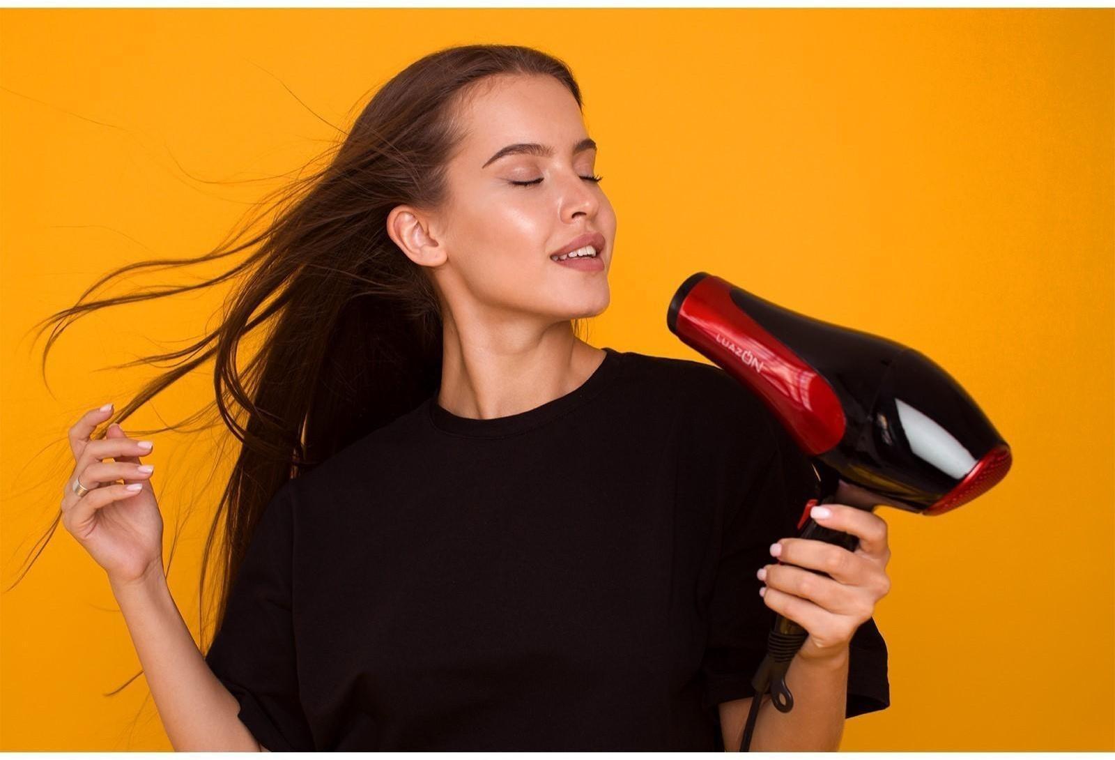 Фен Luazon LGE-004, 3800 Вт, 2 скорости, 3 температурных режима, красно-черный