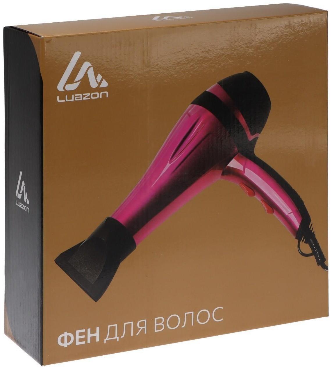 Фен Luazon LGE-004, 3800 Вт, 2 скорости, 3 температурных режима, красно-черный