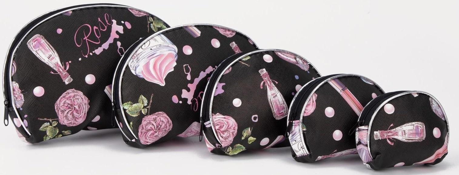 Набор косметичек 5 в 1 на молниях, цвет чёрный