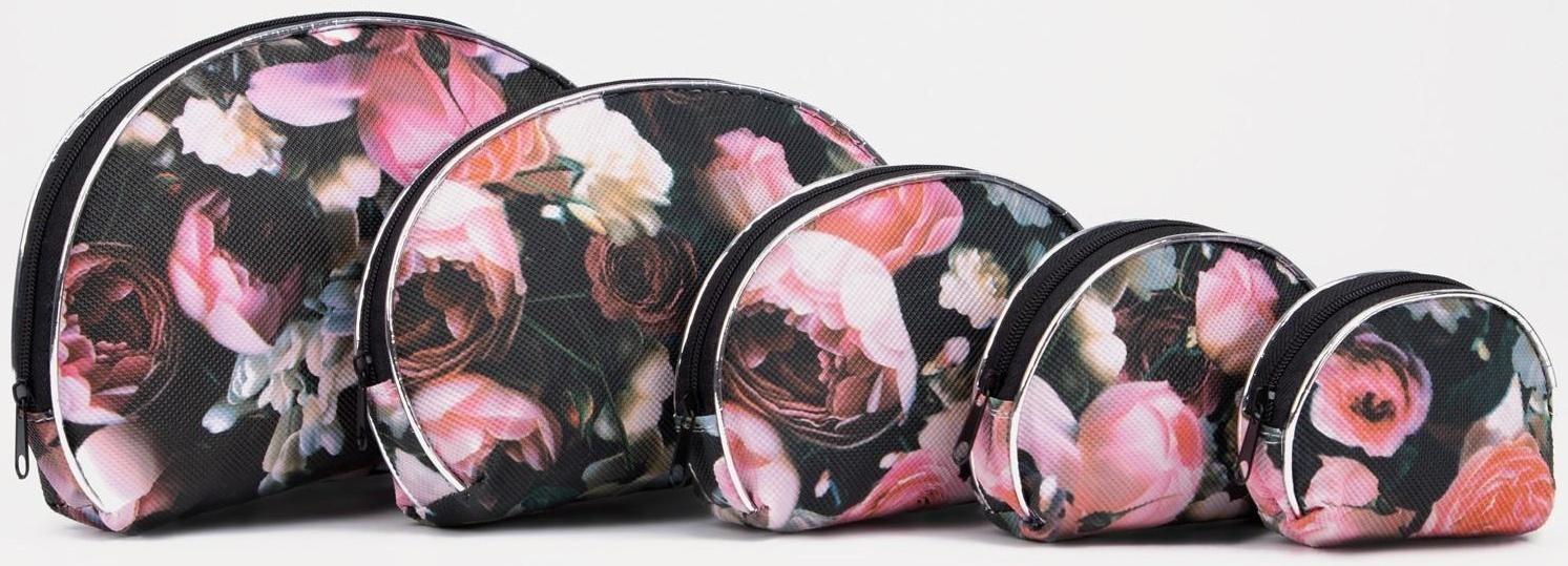 Набор косметичек 5 в 1 на молниях, цвет чёрный