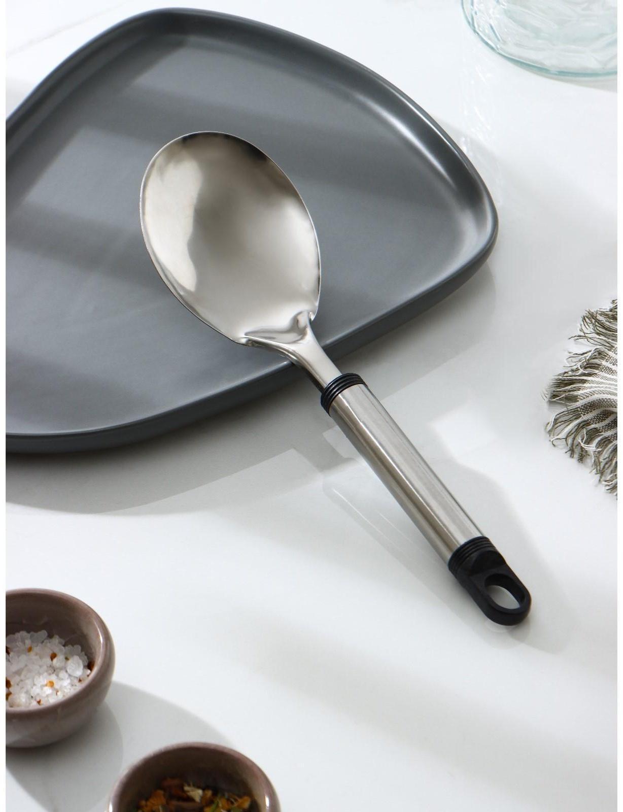 Ложка гарнирная из нержавеющей стали Доляна «Помощник», h=26 см, цвет серебряный