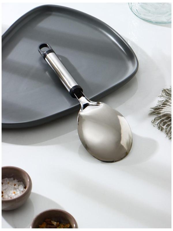 Ложка гарнирная из нержавеющей стали Доляна «Помощник», h=26 см, цвет серебряный