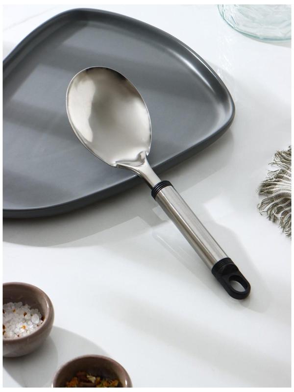 Ложка гарнирная из нержавеющей стали Доляна «Помощник», h=26 см, цвет серебряный