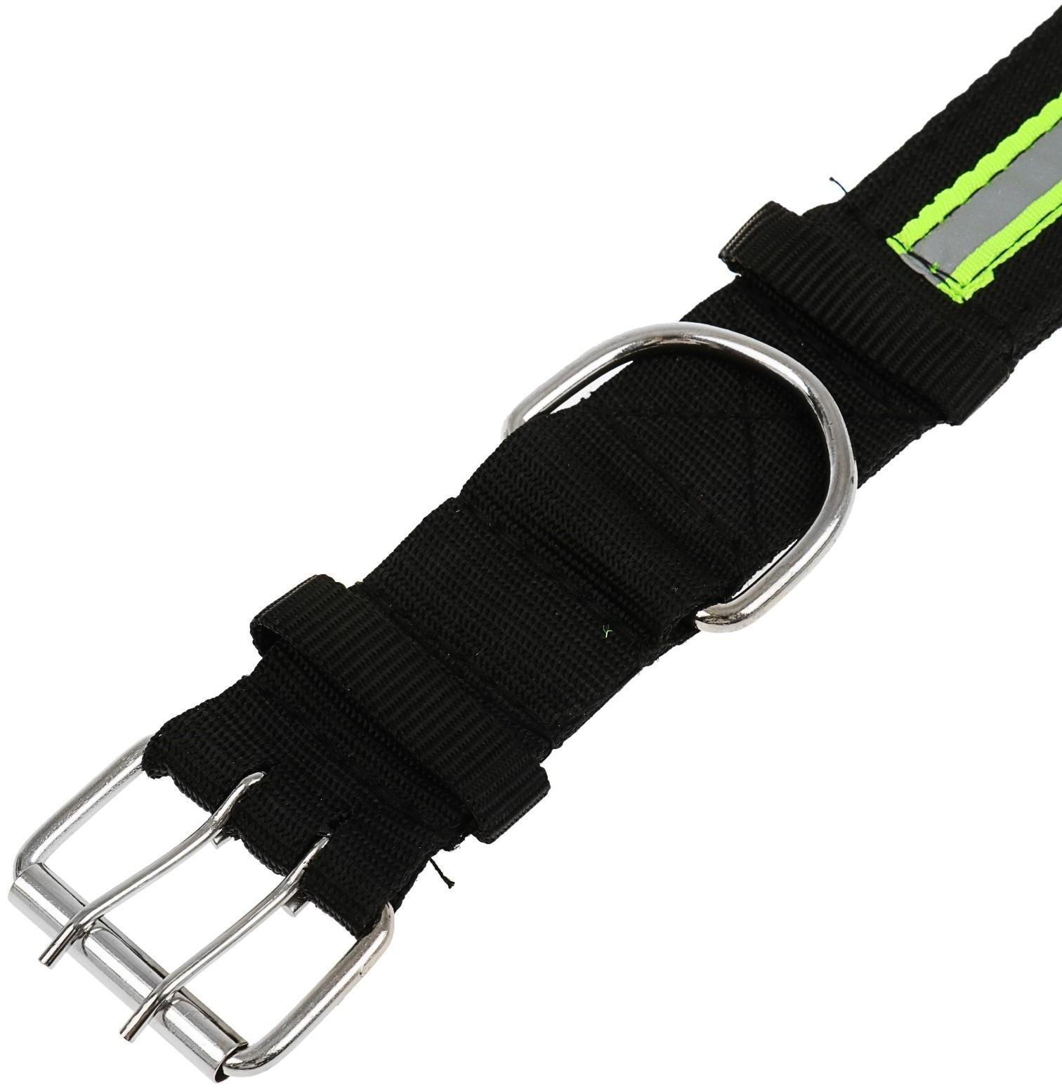 Ошейник четырехслойный светоотражающий, 71 х 5 см, ОШ 55-65 см, полиэстер, чёрный