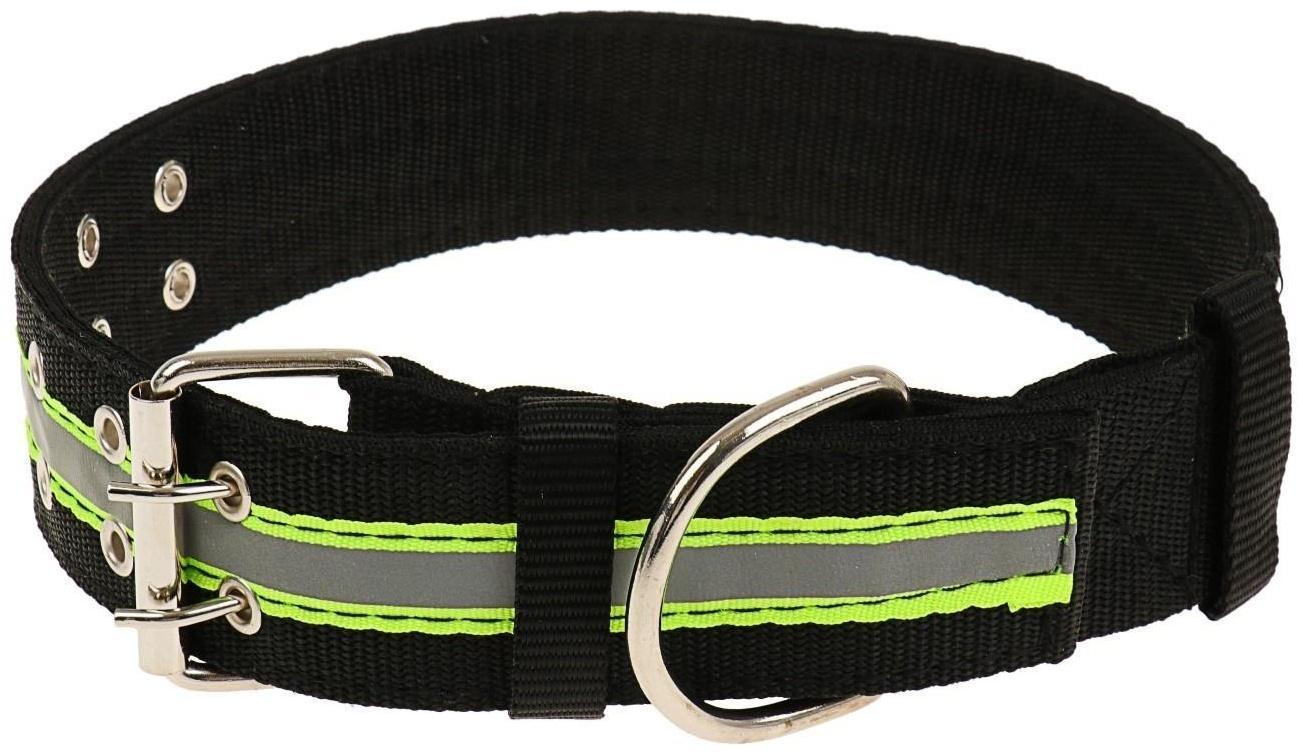 Ошейник четырехслойный светоотражающий, 71 х 5 см, ОШ 55-65 см, полиэстер, чёрный