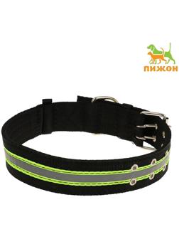Ошейник четырехслойный светоотражающий, 71 х 5 см, ОШ 55-65 см, полиэстер, чёрный